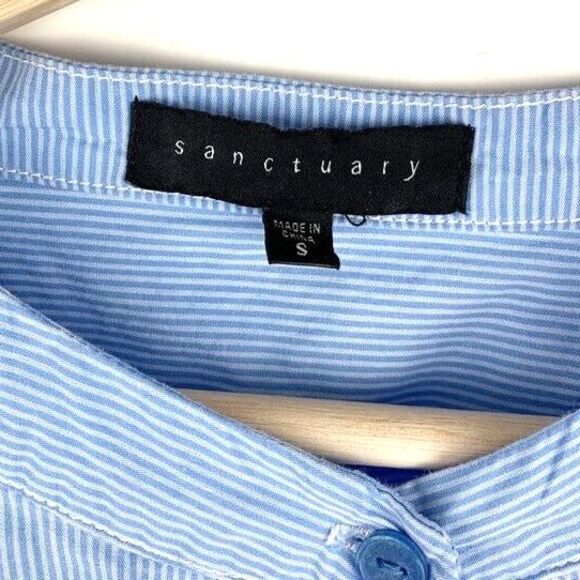 Sanctuary Womens Button Down Shirt Blue Stripe Long Sleeve 100% Cotton Blouse S - Picture 9 of 9